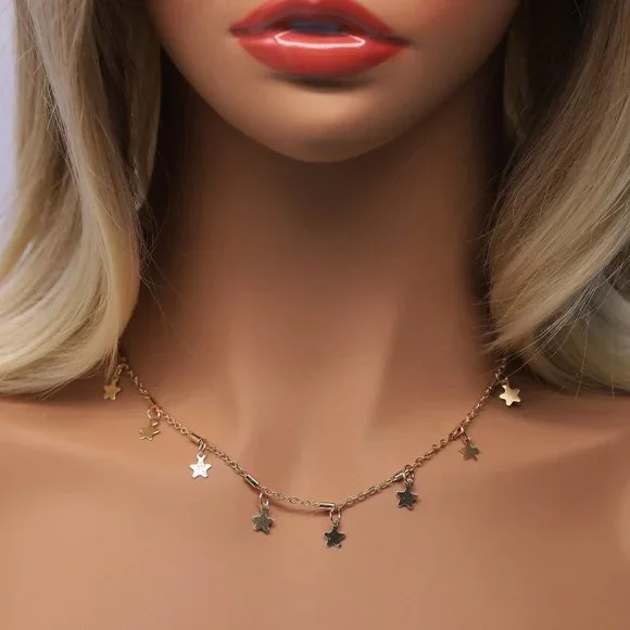 Choker chain with little star charms. - Picture 1 of 3